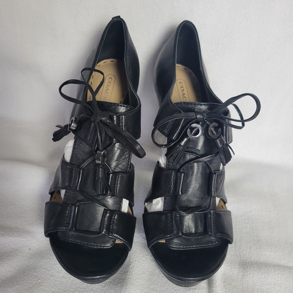 Coach Teagan Black leather sandals - Picture 1 of 15